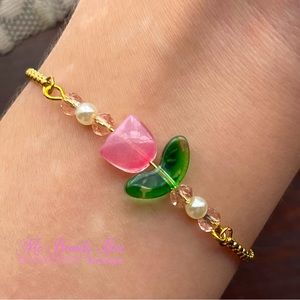 Gold Beaded Flower Bracelet